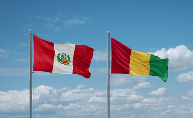 Guinea and Peru flags, country relationship concept