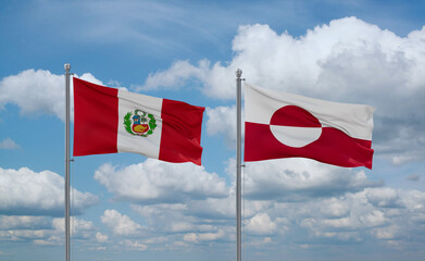 Greenland and Peru flags, country relationship concept