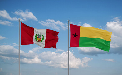 Guinea-Bissau and Peru flags, country relationship concept