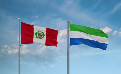 Sierra Leone and Peru flags, country relationship concept