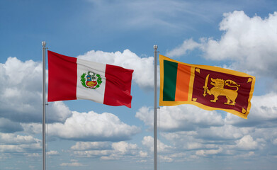 Sri Lanka and Peru flags, country relationship concept