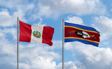 Eswatini and Peru flags, country relationship concept