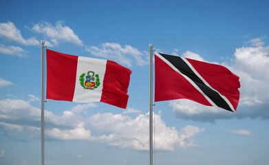 Trinidad and Tobago and Peru flags, country relationship concept