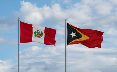 East Timor and Peru flags, country relationship concept