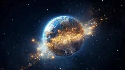 Papier peint photo autocollant rond Pleine Lune arbre Globe earth space planet galaxy