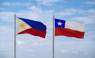 Chile and Philippines flags, country relationship concept
