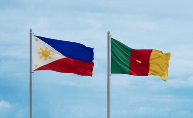 Cameroon and Philippines flags, country relationship concept