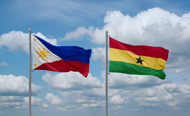 Ghana and Philippines flags, country relationship concept