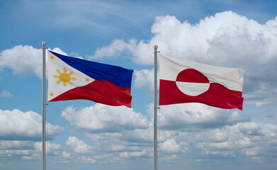 Greenland and Philippines flags, country relationship concept