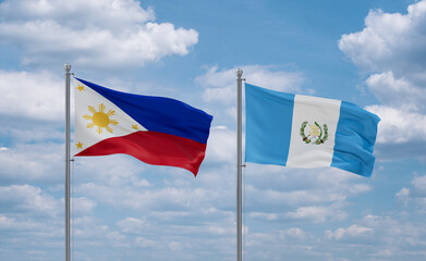 Guatemala and Philippines flags, country relationship concept