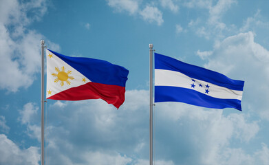 Honduras and Philippines flags, country relationship concept