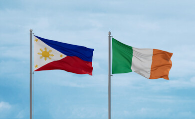 Ireland and Philippines flags, country relationship concept