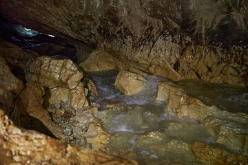 Underground river in a cave