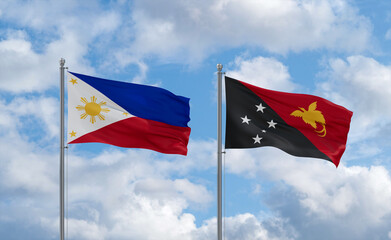 Papua New Guinea and Philippines flags, country relationship concept