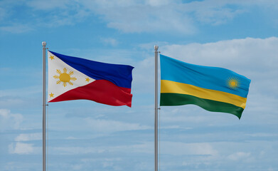 Rwanda and Philippines flags, country relationship concept