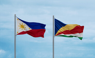 Seychelles and Philippines flags, country relationship concept