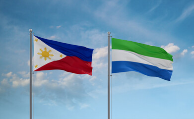 Sierra Leone and Philippines flags, country relationship concept