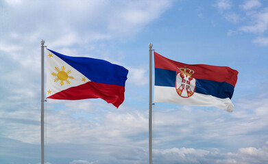 Serbia and Philippines flags, country relationship concept