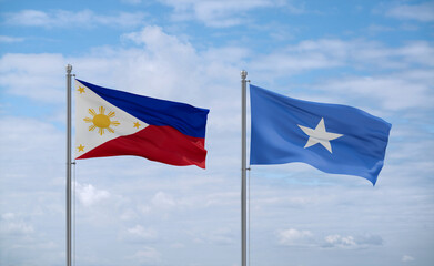 Somalia and Philippines flags, country relationship concept