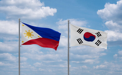 South Korea and Philippines flags, country relationship concept