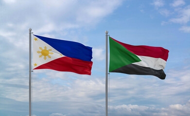 Sudan and Philippines flags, country relationship concept