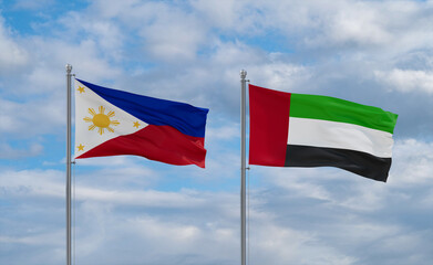 UAE and Philippines flags, country relationship concept