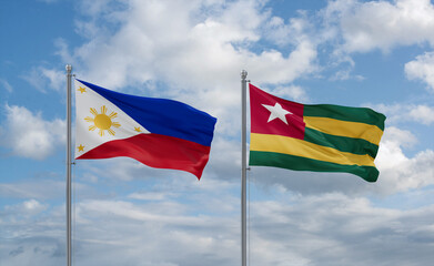 Togo and Philippines flags, country relationship concept