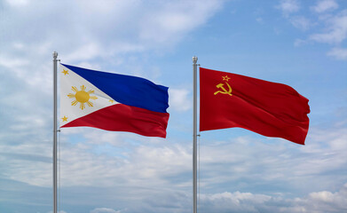 Soviet Union and Philippines flags, country relationship concept