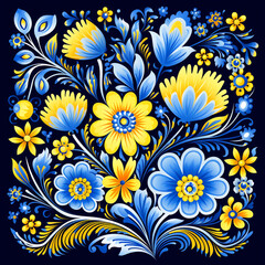 Floral pattern with yellow and blue colors