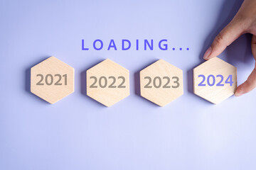 Loading progress from 2023 to 2024 to countdown merry christmas and happy new year, Planning and challenge strategy in new year 2024 Concept.