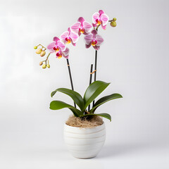 Naklejka na ściany i meble orchid in pot in white background 