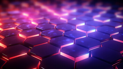 Fototapeta premium futuristic abstract background in hexagon pattern with glowing lights, wallpaper, sci-fi image