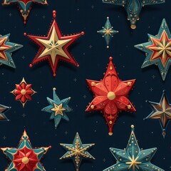 Christmas star ornament seamless pattern 