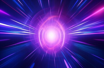 Fototapeta premium futuristic light rush, vibrant streaks creating an ethereal tunnel of glowing beams and abstract beauty.