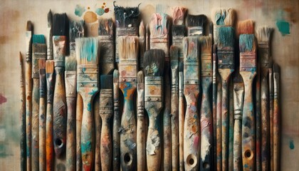 Fototapeta premium brushes and palette