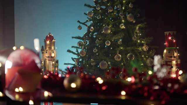 Nutcrackers under Christmas tree for Holidays 