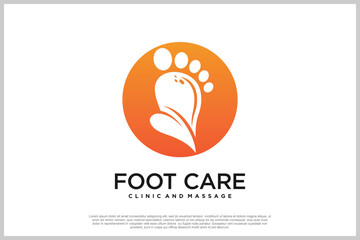 Reflexology logo design with podiatry and foot clinic unique concept Premium Vector