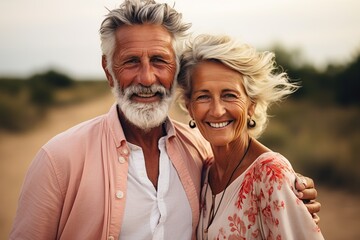 Happy caucasian senior couple in love. AI Generated. - obrazy, fototapety, plakaty