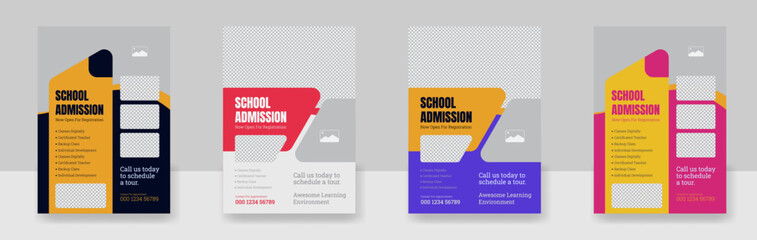 education admission Flyer layout design, Kids back to school education flyer, vector illustration.
 - obrazy, fototapety, plakaty