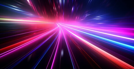 Obraz premium futuristic light rush, vibrant streaks creating an ethereal tunnel of glowing beams and abstract beauty.