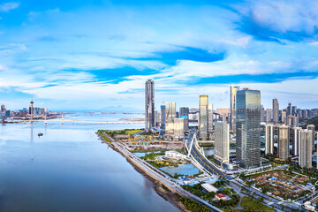 Fototapeta na wymiar Aerial view of Macau Island urban commercial building skyline