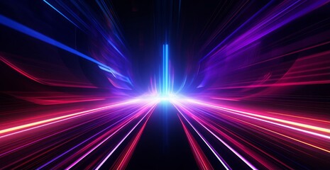 Obraz premium futuristic light rush, vibrant streaks creating an ethereal tunnel of glowing beams and abstract beauty.