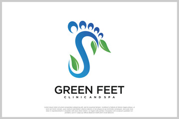 Reflexology logo design with podiatry and foot clinic unique concept Premium Vector
