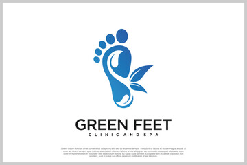 Reflexology logo design with podiatry and foot clinic unique concept Premium Vector