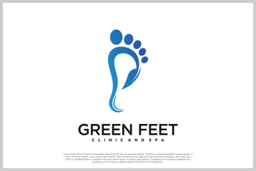 Reflexology logo design with podiatry and foot clinic unique concept Premium Vector