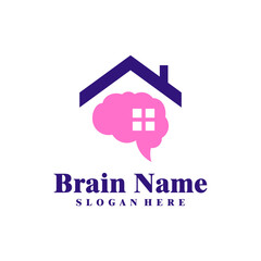 House Brain logo design vector. Creative Brain with House logo concepts template