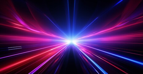Obraz premium futuristic light rush, vibrant streaks creating an ethereal tunnel of glowing beams and abstract beauty.