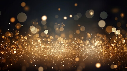 Fototapeta na wymiar Gold glitter glow particle bokeh background. Festive celebration wallpaper concept