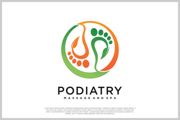 Reflexology logo design with podiatry and foot clinic unique concept Premium Vector