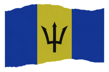 Barbados flag on torn paper